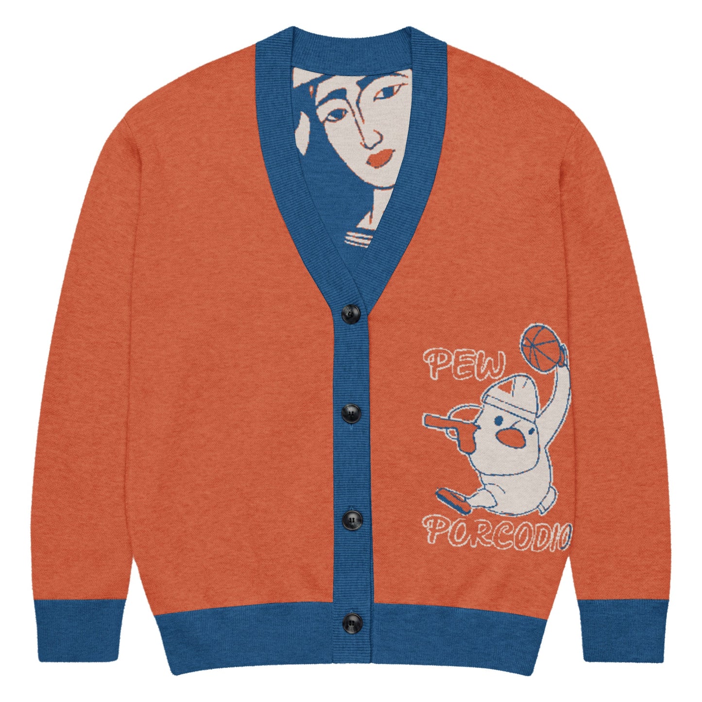 Porcodio® Pew Dunking Pope and Madonna Armed Knit Cardigan
