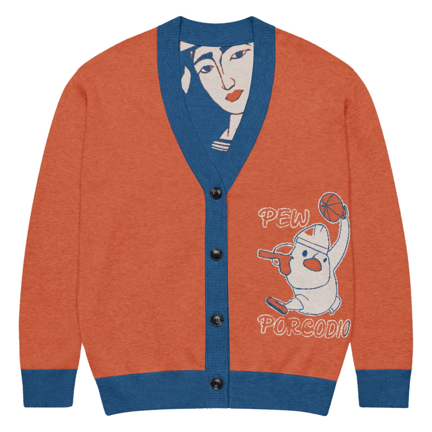 Porcodio® Pew Dunking Pope and Madonna Armed Knit Cardigan