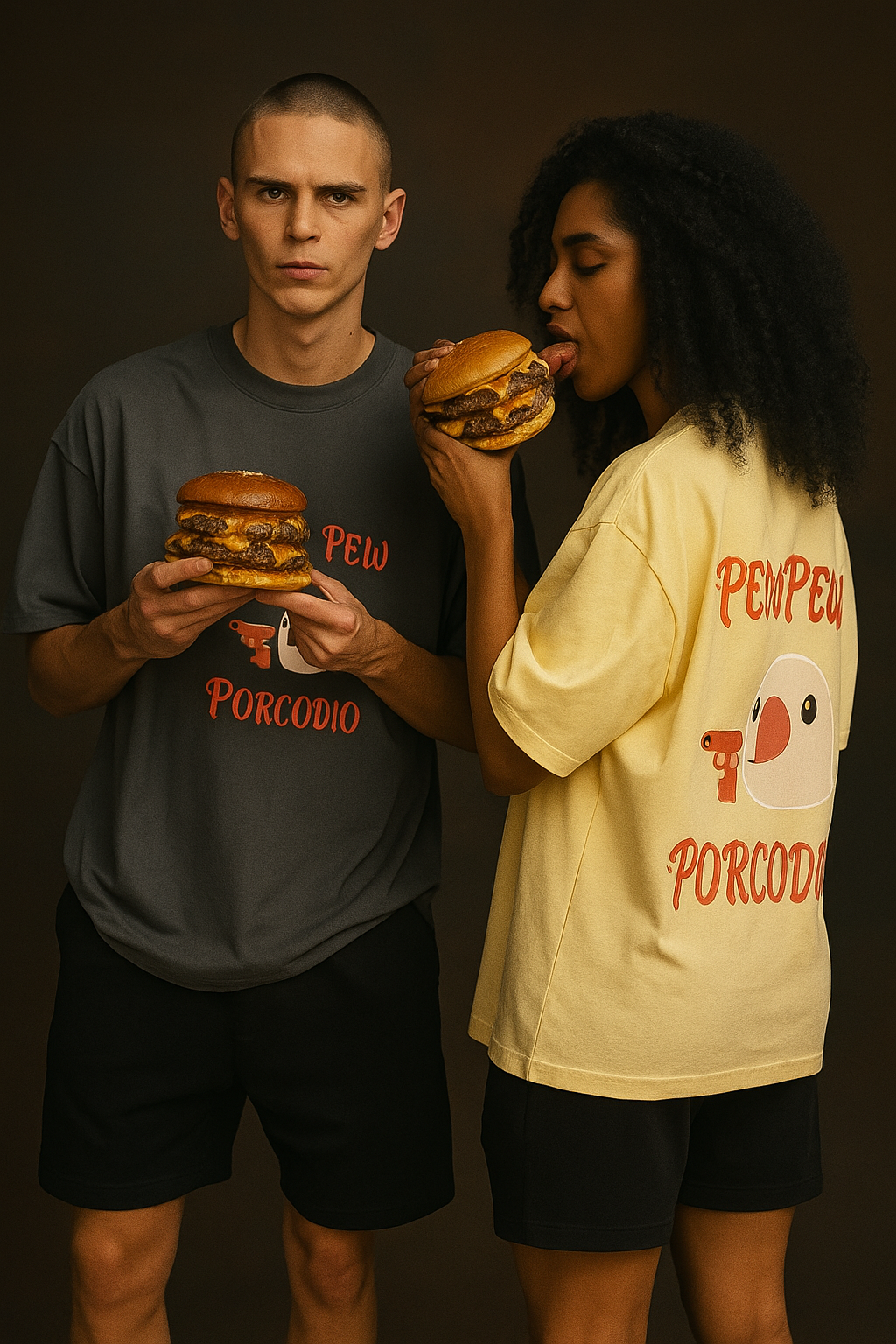 T-shirt Porcodio in cotone di qualità modello OIᗡOƆЯOꟼ per i nostalgici Sfarzoso in stile streetwear unisex irriverente