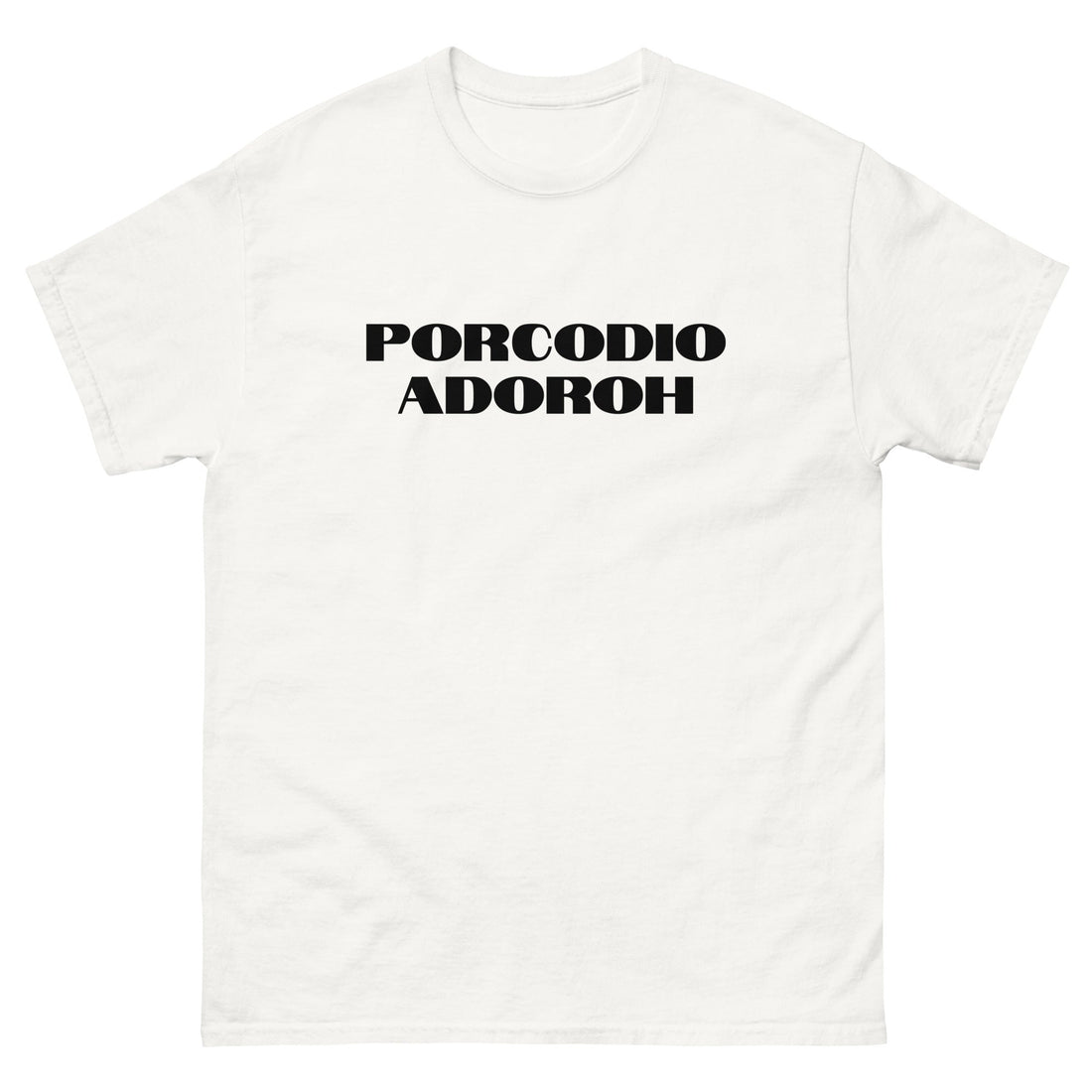 T-shirt Porcodio Adoroh unisex con grafica satirica e stile streetwear ironico