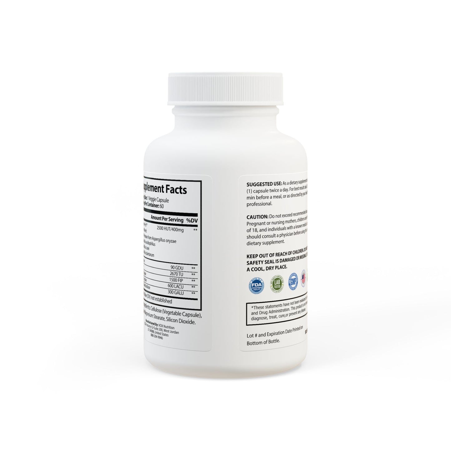 Porcodio® 健康系列消化酶混合补充剂（60粒胶囊）美国独家