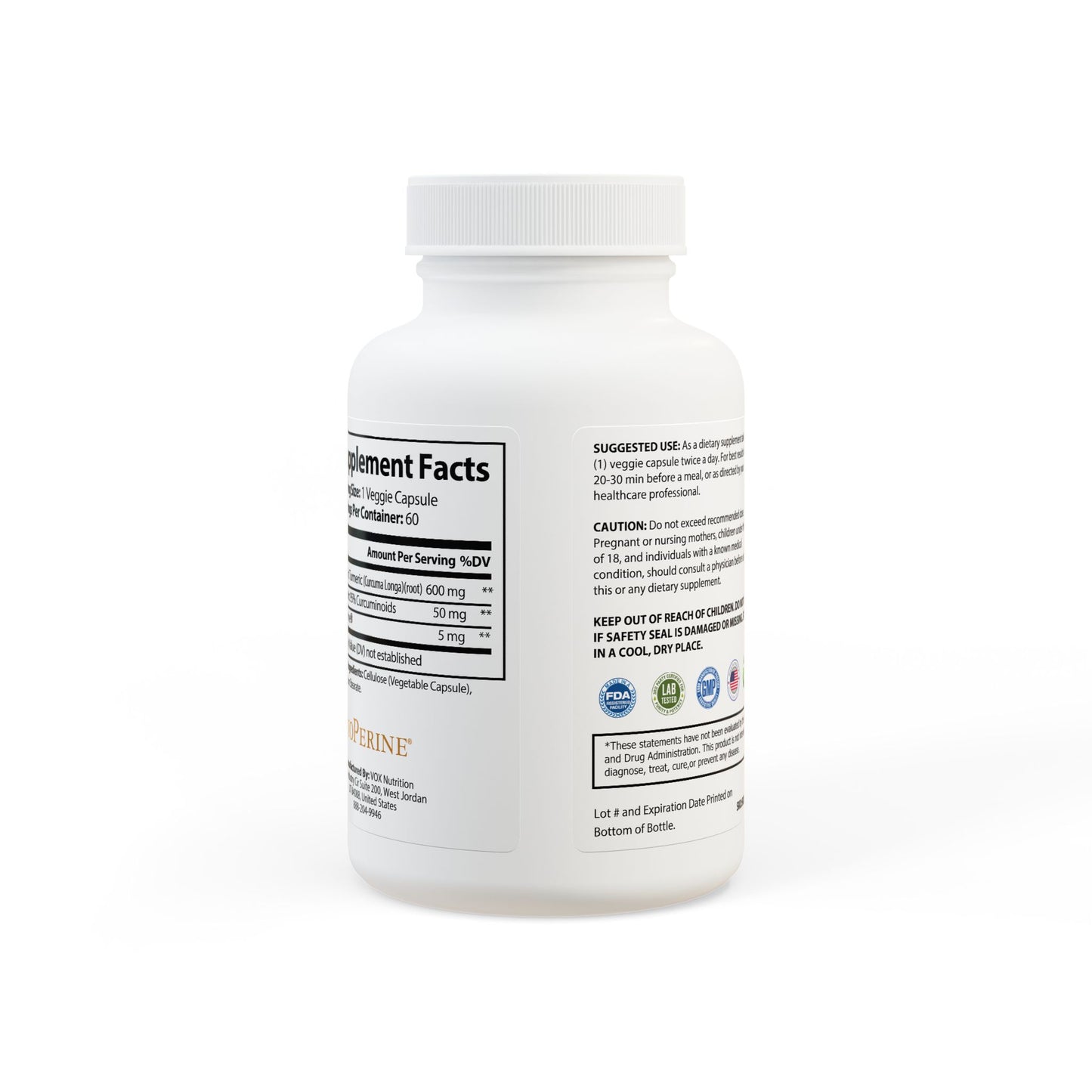 Porcodio® Healthy Line Turmeric with BioPerine® (Black Pepper Fruit Extract) Supplement (60 Capsules) USA EXCLUSIVE 