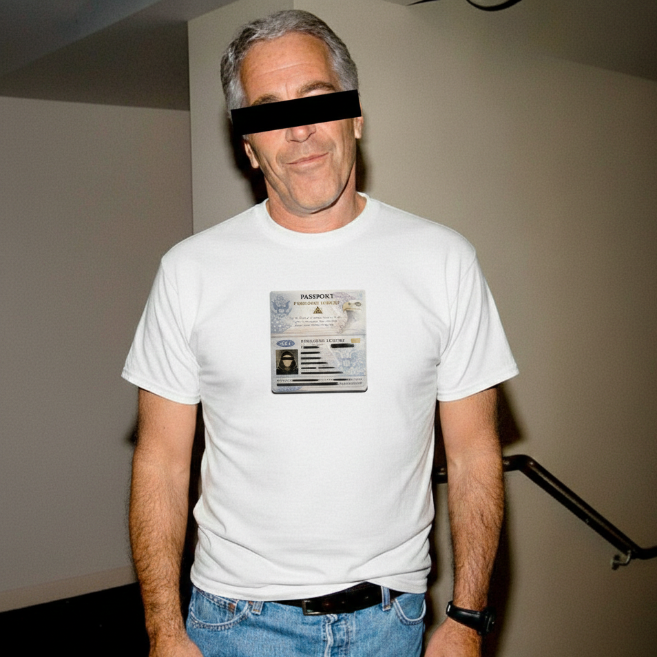 Porcodio® Luxury Censored Epstein Files PassPort Inspired Unisex organic cotton t-shirt