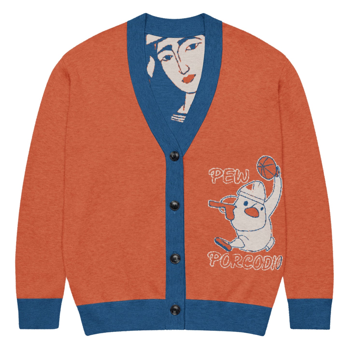 Porcodio® Pew Dunking Pope and Madonna Armed Knit Cardigan